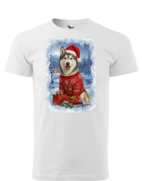 Vánoční tričko Sibiřským huskym2